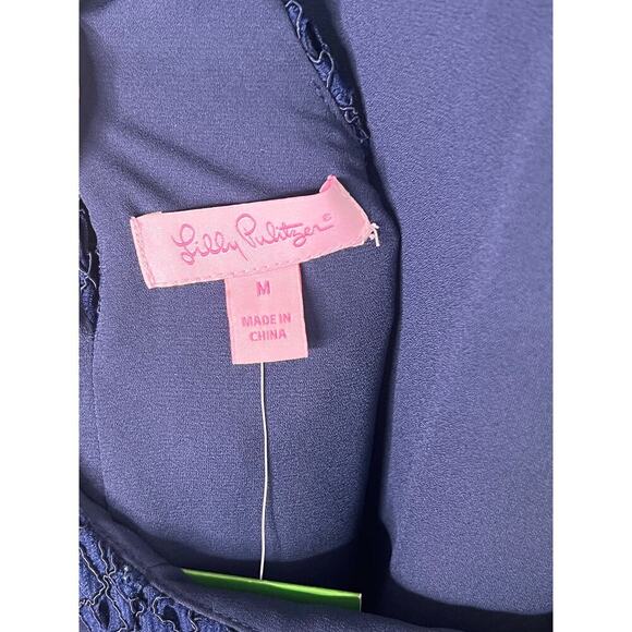 NWT Lilly Pulitzer Quinn Knotty Lace Halter Mini Swing Dress True Navy Women's M - Picture 9 of 10